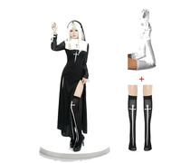 QXWD Cute Women Nun Costume Cosplay Shows Outfit Sexy Ladies Halloween Performance Fancy Dress Up Sister Uniform