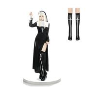 QXWD Cute Women Nun Costume Cosplay Shows Outfit Sexy Ladies Halloween Performance Fancy Dress Up Sister Uniform