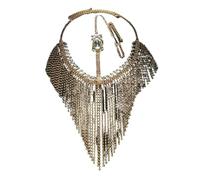 QXWD Fashion Crystal Face Chain Tassel Mask for Women Headwear Veil Masquerade Dance Party Costume Sexy Face Jewelry