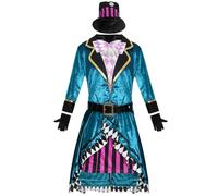 QXWD Halloween In Wonderland Clock Mad Hatter Cosplay Costume Sexy Adult Women Magic Show Tuxedo Fancy Dress