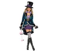 QXWD Halloween In Wonderland Clock Mad Hatter Cosplay Costume Sexy Adult Women Magic Show Tuxedo Fancy Dress