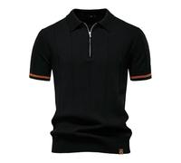 QXWD Men's Solid Color Sport Zipper Shirt Athletic Social Shirts for Men Office Slim Fit Polo