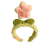 QXWD Peach Blossom Plush Flower Headband Cartoon Sweet Fury Hairband Wash Face Waterproof Hair Hoop Hair Accessories Women