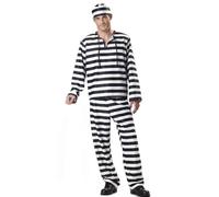 QXWD Prisoner Patient Costumes Men Women Black White Stripe Violent Fancy Dress Halloween Carnaval Kostuum Vrouw Party