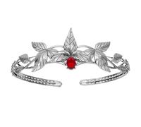 QXWD Queen King Round Elves Crown Crystal Goddess Tiaras Women Man Vintage Leaf Headband Diadem Bridal Hair Accessories