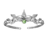 QXWD Queen King Round Elves Crown Crystal Goddess Tiaras Women Man Vintage Leaf Headband Diadem Bridal Hair Accessories