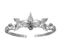 QXWD Queen King Round Elves Crown Crystal Goddess Tiaras Women Man Vintage Leaf Headband Diadem Bridal Hair Accessories