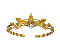 QXWD Queen King Round Elves Crown Crystal Goddess Tiaras Women Man Vintage Leaf Headband Diadem Bridal Hair Accessories