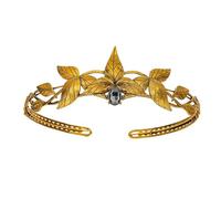 QXWD Queen King Round Elves Crown Crystal Goddess Tiaras Women Man Vintage Leaf Headband Diadem Bridal Hair Accessories