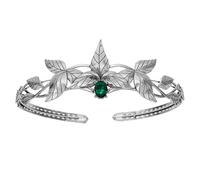 QXWD Queen King Round Elves Crown Crystal Goddess Tiaras Women Man Vintage Leaf Headband Diadem Bridal Hair Accessories
