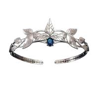 QXWD Queen King Round Elves Crown Crystal Goddess Tiaras Women Man Vintage Leaf Headband Diadem Bridal Hair Accessories