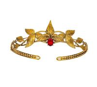QXWD Queen King Round Elves Crown Crystal Goddess Tiaras Women Man Vintage Leaf Headband Diadem Bridal Hair Accessories