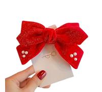 QXWD Red Golden Velvet Bow Hair Ornament Baby Hair Circles Pins Christmas Accessories Hair Clips for Women Girls 1pcs