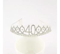QXWD Silver 30 80 Rhinestone Birthday Tiara Crown Headband Women 30th 40th 50th 60th 70th 80th Birthday Decoration Gift