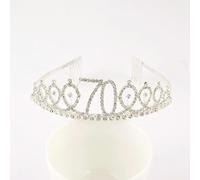 QXWD Silver 30 80 Rhinestone Birthday Tiara Crown Headband Women 30th 40th 50th 60th 70th 80th Birthday Decoration Gift