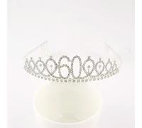 QXWD Silver 30 80 Rhinestone Birthday Tiara Crown Headband Women 30th 40th 50th 60th 70th 80th Birthday Decoration Gift