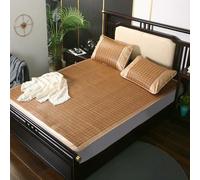 QXWD Summer Bamboo Rattan Cooling Mattress Pad Set with Pillowcase Foldable Cool Sleep Mat Breathable Bed Protector for Hot Nights Perfect for Summer Sleep