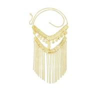 QXWD Women Long Chain Pendant Coin Bell Tassel Masquerade Mask Face Chain Belly Dance Stage Cosplay Party Festival Hair Gift