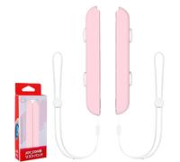 QXWPBV Pink Joy-Con Grip for Nintendo Switch, Comfort Grip with Lanyard Strap + 10 Custom Button Caps, Ergonomic Controller Accessories for Enhanced Gaming Experience