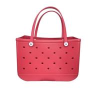 QXYOGO Beach Bag, Beach Bags for Women XL Beach Bag EVA Rubber Waterproof Travel Picnic Storage Basket Extra Large Women Shopping Handbag Jelly Beach Tote Bag(Red,L(35x23x10cm))