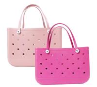 QXYOGO Beach Bag, Beach Bags for Women XL Beach Bag EVA Rubber Waterproof Travel Picnic Storage Basket Extra Large Women Shopping Handbag Jelly Beach Tote Bag(Rose-Pink,L(35x23x10cm))