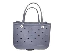 QXYOGO Beach Bag, Beach Bags for Women XL Beach Bag EVA Rubber Waterproof Travel Picnic Storage Basket Extra Large Women Shopping Handbag Jelly Beach Tote Bag(Grey,L(35x23x10cm))