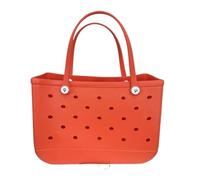 QXYOGO Beach Bag, Beach Bags for Women XL Beach Bag EVA Rubber Waterproof Travel Picnic Storage Basket Extra Large Women Shopping Handbag Jelly Beach Tote Bag(Orange,L(35x23x10cm))