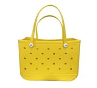 QXYOGO Beach Bag, Beach Bags for Women XL Beach Bag EVA Rubber Waterproof Travel Picnic Storage Basket Extra Large Women Shopping Handbag Jelly Beach Tote Bag(Yellow,L(35x23x10cm))