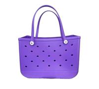 QXYOGO Beach Bag, Beach Bags for Women XL Beach Bag EVA Rubber Waterproof Travel Picnic Storage Basket Extra Large Women Shopping Handbag Jelly Beach Tote Bag(Purple,XL(48x24x36cm))