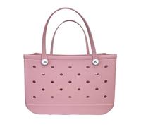 QXYOGO Beach Bag, Beach Bags for Women XL Beach Bag EVA Rubber Waterproof Travel Picnic Storage Basket Extra Large Women Shopping Handbag Jelly Beach Tote Bag(Pink,L(35x23x10cm))
