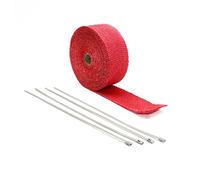 QXYOGO Exhaust Wrap Motorcycle, Exhaust Tape 10M Thermal + 4 Pcs Ties Wrap Exhaust Insulating Warp Header Warp Exhaust Pipe Warp(Red)