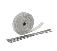 QXYOGO Exhaust Wrap Motorcycle, Exhaust Tape 25mm*5/10/15M Titanium Exhaust Heat Wrap Roll For Motorcycle Fiberglass Heat Shield Tape With Stainless Ties(10m silver)