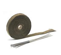 QXYOGO Exhaust Wrap Motorcycle, Exhaust Tape 25mm*5/10/15M Titanium Exhaust Heat Wrap Roll For Motorcycle Fiberglass Heat Shield Tape With Stainless Ties(15m titanium)