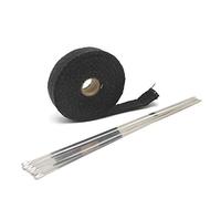 QXYOGO Exhaust Wrap Motorcycle, Exhaust Tape 5M/10M/15M 1 Roll Fiberglass Heat Shield Motorcycle Exhaust Header Pipe Heat Wrap Tape Thermal Protection 6 Ties Kit(10M black)