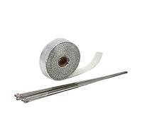 QXYOGO Exhaust Wrap Motorcycle, Exhaust Tape 5M/10M/15M 1 Roll Fiberglass Heat Shield Motorcycle Exhaust Header Pipe Heat Wrap Tape Thermal Protection 6 Ties Kit(10M silver)