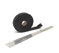 QXYOGO Exhaust Wrap Motorcycle, Exhaust Tape 5M/10M/15M Fiberglass Exhaust Protection Pipe Heat Header Insulation Tape Turbo Wrap Insulating Wrap Tape Cloth(25mm 15M Black)