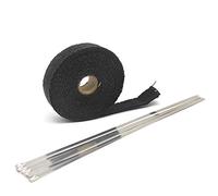QXYOGO Exhaust Wrap Motorcycle, Exhaust Tape 5M/10M/15M Thermal Exhaust Header Pipe Tape Heat Insulating Wrap Tape Fireproof Cloth Roll With Durable Steel Ties Kit(50mm 10M Black)