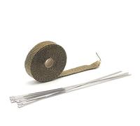 QXYOGO Exhaust Wrap Motorcycle, Exhaust Tape 5M/10M/15M Thermal Exhaust Header Pipe Tape Heat Insulating Wrap Tape Fireproof Cloth Roll With Durable Steel Ties Kit(50mm 10M Titanium)