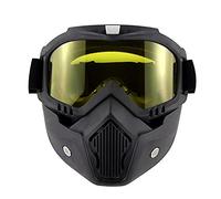 QXYOGO Mtb Goggles,Motorcycle Goggles Motorcycle Glasses Motocross Moto Riding Goggles Detachable Goggle UV Protection Ski Bike Motorbike Open Face Helmet Mask(Yellow Lens)