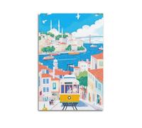 QXYUIN Landscape Poster Turkey, Istanbul City Tram Scene.jpg Poster Wall Art Canvas Aesthetic Decorative Painting for Room 20x30inch(50x75cm) Unframe-style