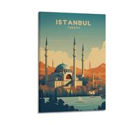 QXYUIN Landscape Poster Turkey, Istanbul Mosque Skyline.jpg Poster Wall Art Canvas Aesthetic Decorative Painting for Room 08x12inch(20x30cm) Frame-style