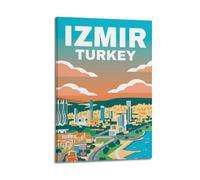 QXYUIN Landscape Poster Turkey, Izmir Modern Cityscape.jpg Poster Wall Art Canvas Aesthetic Decorative Painting for Room 24x36inch(60x90cm) Frame-style