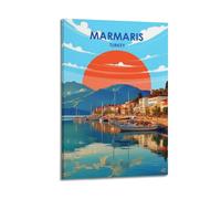 QXYUIN Landscape Poster Turkey, Marmaris Harbor Sunset.jpg Poster Wall Art Canvas Aesthetic Decorative Painting for Room 12x18inch(30x45cm) Frame-style