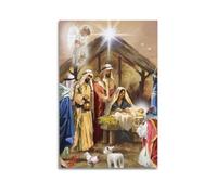 QXYUIN Religious Oil Painting Nativity Scene Poster Wall Art Canvas Aesthetic Decorative Painting for Room 12x18inch(30x45cm) Unframe-style