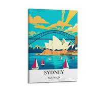 QXYUIN Travel Poster Australia, Sydney Opera House And Harbor Bridge.jpg Poster Wall Art Canvas Aesthetic Decorative Painting for Room 24x36inch(60x90cm) Frame-style