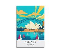 QXYUIN Travel Poster Australia, Sydney Opera House And Harbor Bridge.jpg Poster Wall Art Canvas Aesthetic Decorative Painting for Room 08x12inch(20x30cm) Unframe-style