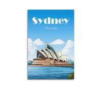 QXYUIN Travel Poster Australia, Sydney Opera House Cartoon Style.jpg Poster Wall Art Canvas Aesthetic Decorative Painting for Room 12x18inch(30x45cm) Unframe-style
