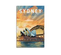QXYUIN Travel Poster Australia, Sydney Opera House & Harbour Bridge Sunset.jpg Poster Wall Art Canvas Aesthetic Decorative Painting for Room 16x24inch(40x60cm) Unframe-style