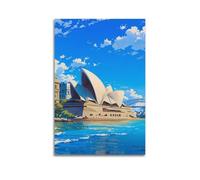 QXYUIN Travel Poster Australia, Sydney Opera House in Anime Style.jpg Poster Wall Art Canvas Aesthetic Decorative Painting for Room 16x24inch(40x60cm) Unframe-style