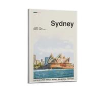 QXYUIN Travel Poster Australia, Sydney Opera House Info Card.jpg Poster Wall Art Canvas Aesthetic Decorative Painting for Room 12x18inch(30x45cm) Frame-style